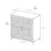Walker Edison 30" Reclaimed Barnwood Industrial Mesh Metal Door Accent Cabinet
