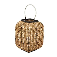 The Novogratz 16" Brown Dried Plant Handmade Candle Lantern with Glass Holder and Handle