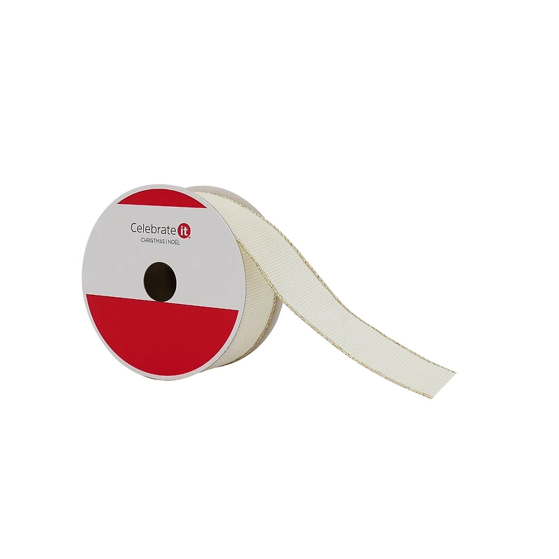 1.5" x 30ft. Cream Shimmer Wired Ribbon by Celebrate It®