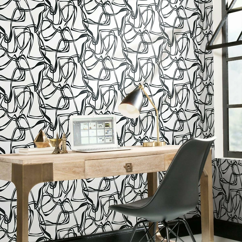 RoomMates Black Ribbon Trail Peel & Stick Wallpaper