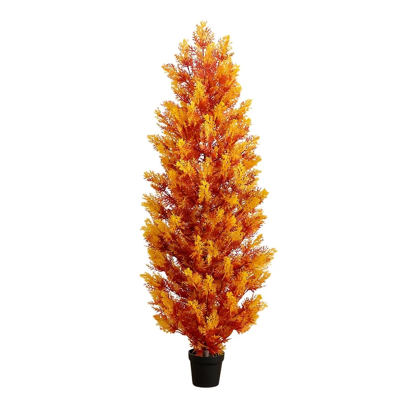 5ft. UV Resistant Autumn Artificial Fall Cedar Tree (Indoor/Outdoor)