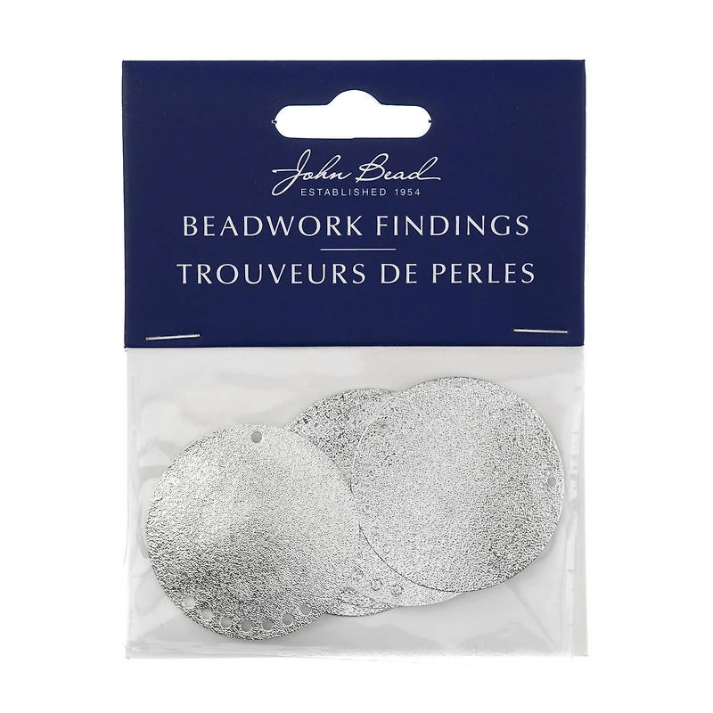 John Bead Silver Round Circle with 8 Holes Pendants, 6ct.