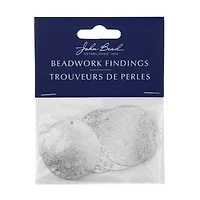 John Bead Silver Round Circle with 8 Holes Pendants, 6ct.