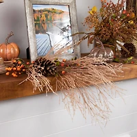 35" Flocked Fountain Grass Artificial Fall Harvest Spray