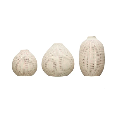 Hello Honey® Red Textured Stoneware Vase Set