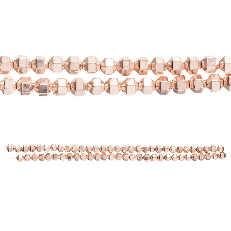 Rose Gold Hematite Bicone Beads, 4mm by Bead Landing™