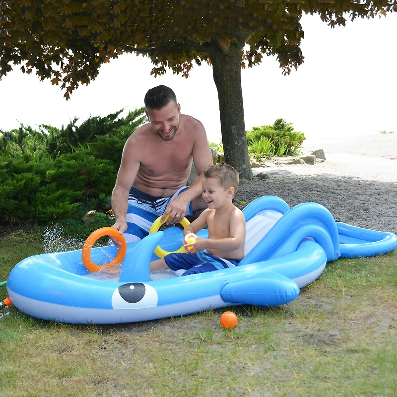 Pool Central® 7ft. Inflatable Children's Whale Shaped Interactive Play Pool