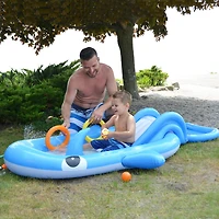 Pool Central® 7ft. Inflatable Children's Whale Shaped Interactive Play Pool