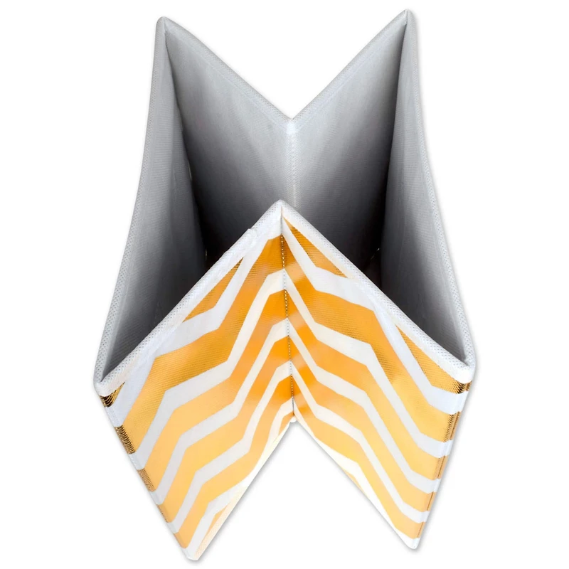 DII® 13" Nonwoven Polyester White & Gold Chevron Storage Cube, 2ct.