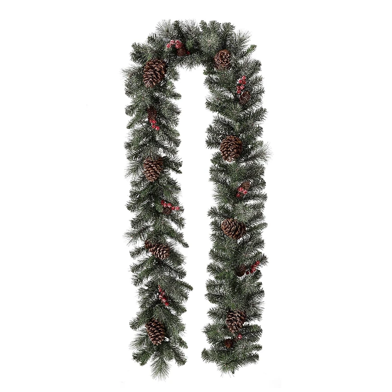 Glitzhome® 9ft. LED Glittered Pinecone Christmas Garland