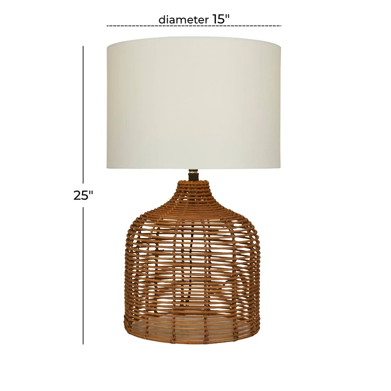 Brown Polyester Natural Table Lamp, 25" x 15" x 15"
