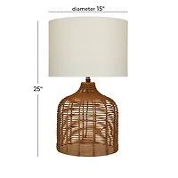 Brown Polyester Natural Table Lamp, 25" x 15" x 15"