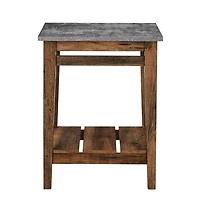 Walker Edison 18" Dark Concrete & Reclaimed Barnwood Farmhouse Trim Side Table