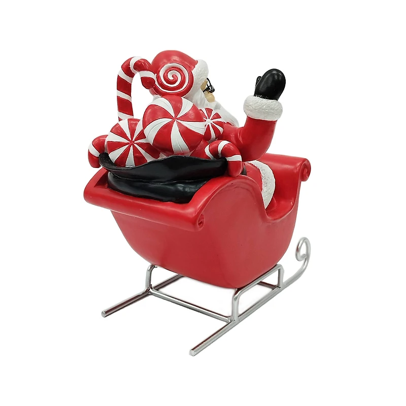 7.25" Red & White Peppermint Santa in Sleigh Tabletop Décor by Ashland®