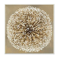 Stupell Industries Abstract Dandelion Flower Full Bloom Brown White Wood Wall Plaque