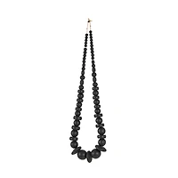 Black Wood Necklace Handmade Geometric Beaded Garland Sculpture