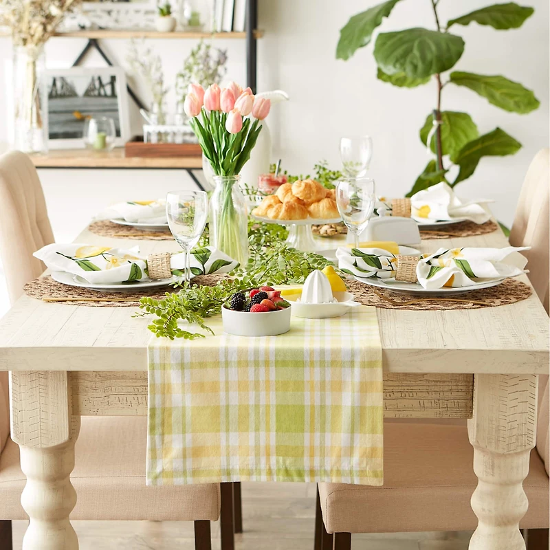 Lemon Bliss Plaid Table Runner 14" x 72"