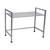 Mind Reader Silver Metal Rack Utility Shelf and Microwave Stand with Two Hooks