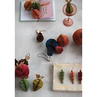 Hello Honey® 3" Handmade Recycled Paper Honeycomb Pear Ornament with Glitter Edge Set