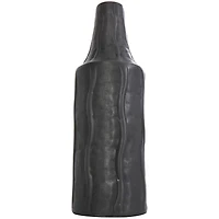 14" Black Metal Snakeskin Inspired Vase with Dimensional Wavy Accents