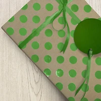 JAM Paper Green & Kraft Brown Polka Dot Gift Wrap