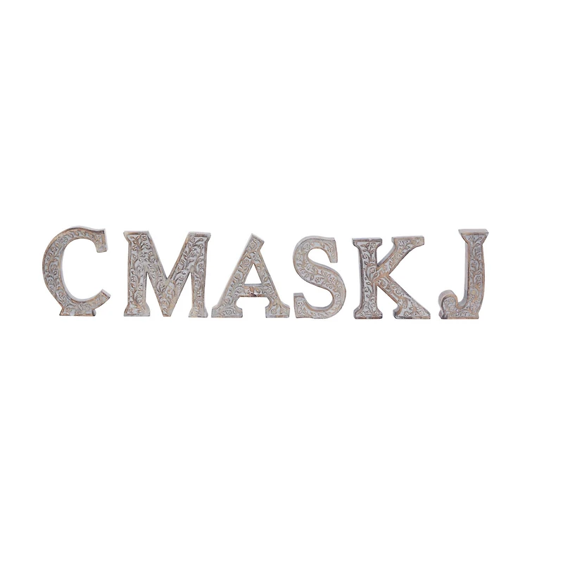 8" Brown Mango Wood Letter Set