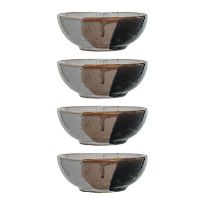 Hello Honey® 5" Tan & White Earthen Charm Stoneware Bowls, 4ct.