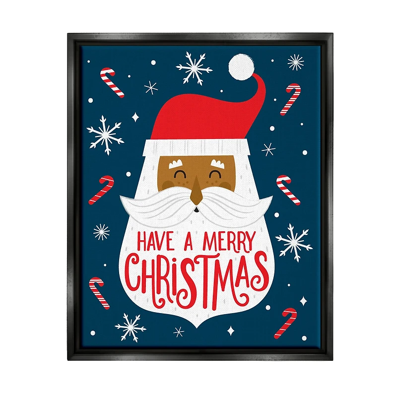 Stupell Industries Have Merry Christmas Patterned Santa Framed Floater Canvas Wall Art