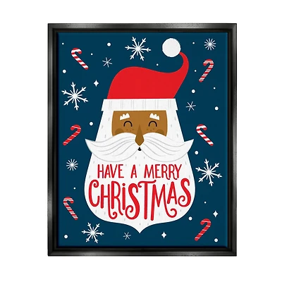 Stupell Industries Have Merry Christmas Patterned Santa Framed Floater Canvas Wall Art