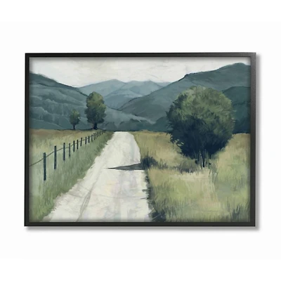 Stupell Industries Green & Blue Farmland Fields Landscape Painting Design Framed Wall Art