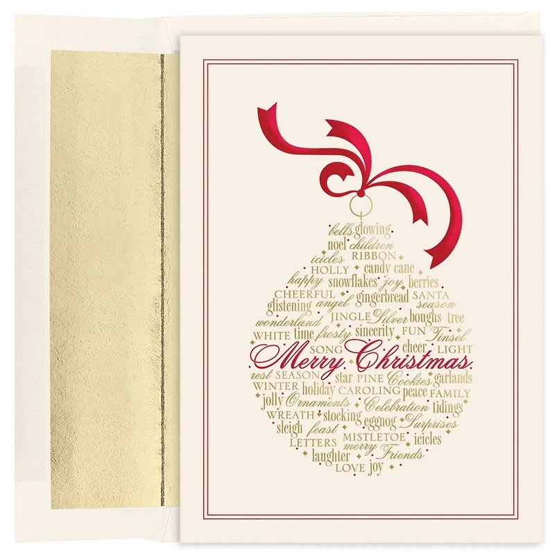 JAM Paper Words of Christmas Ornament Cards & Envelopes Set, 16ct.