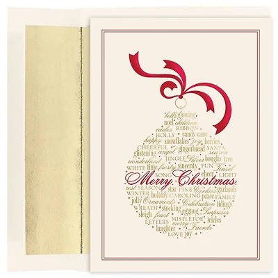 JAM Paper Words of Christmas Ornament Cards & Envelopes Set, 16ct.