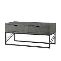Gray 2-Drawer Faux Shagreen Coffee Table
