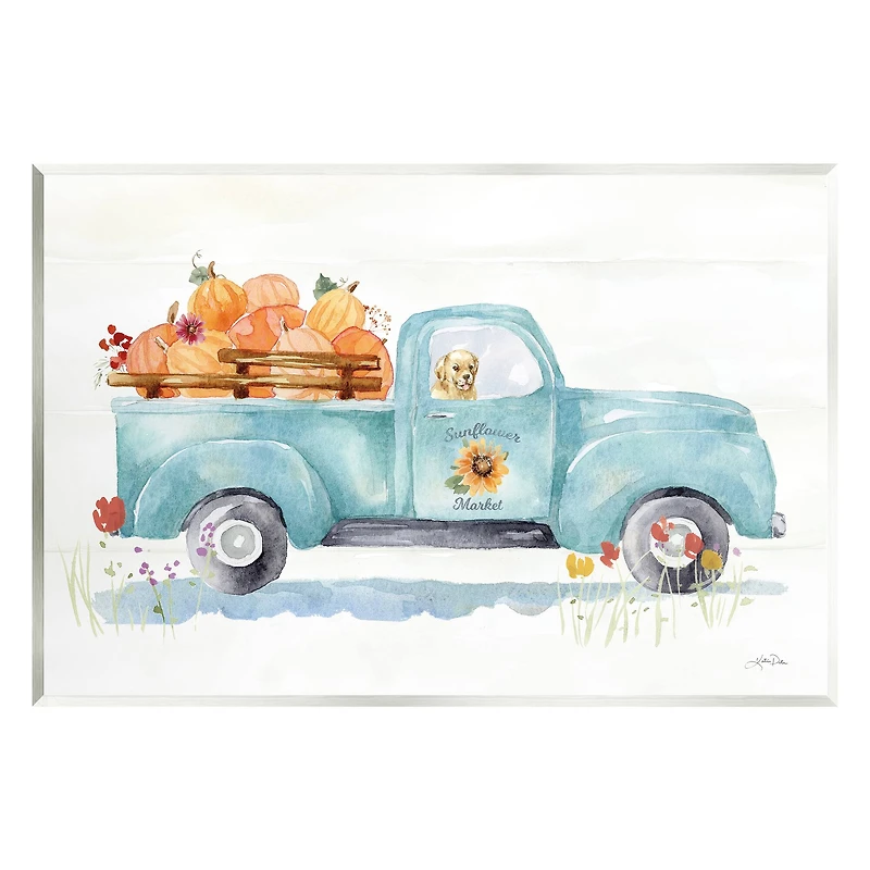 Stupell Industries Sunflower Market Pumpkin Truck Wall Plaque Art