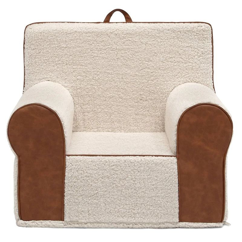 Deluxe Cozee Sherpa Chair With Brown Leather
