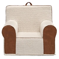Deluxe Cozee Sherpa Chair With Brown Leather
