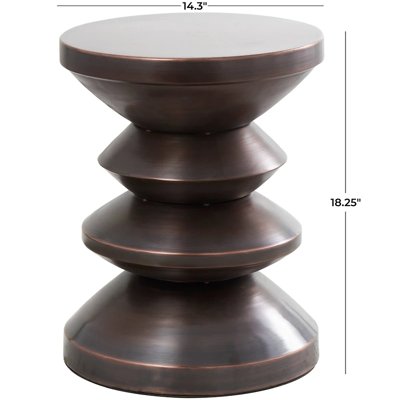 18" Copper Metal Art Deco Inspired Accent Table