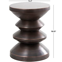 18" Copper Metal Art Deco Inspired Accent Table