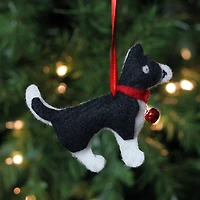 4.5" Black & White Cat with Bell Ornament