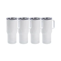 Craft Express 22oz. White Stainless Steel Tumbler with Ringneck Grip & Handle, 4ct.