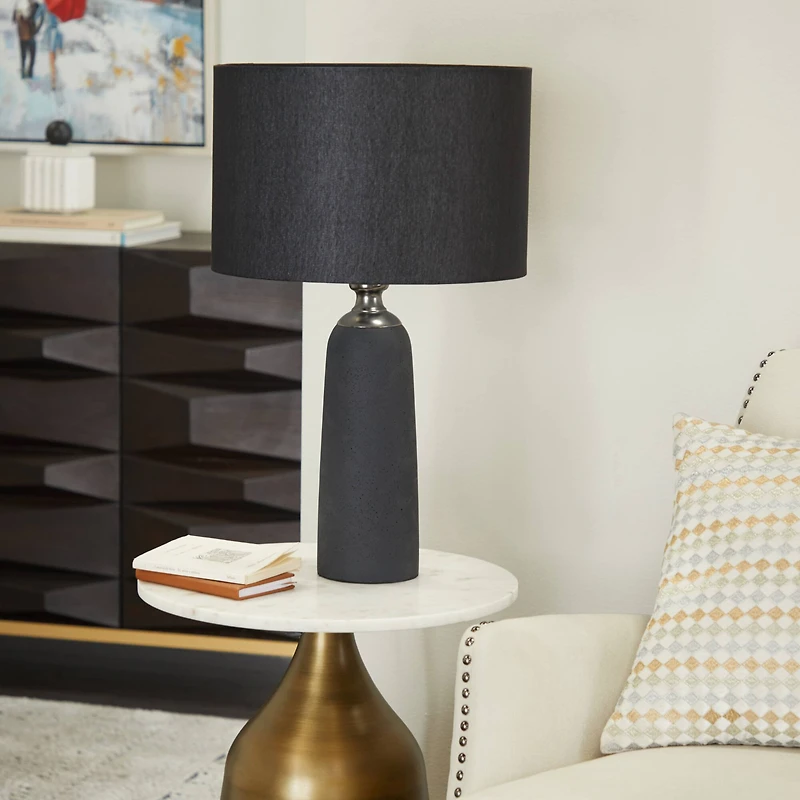 Brown Cement Modern Table Lamp, 23" x 14" x 14"
