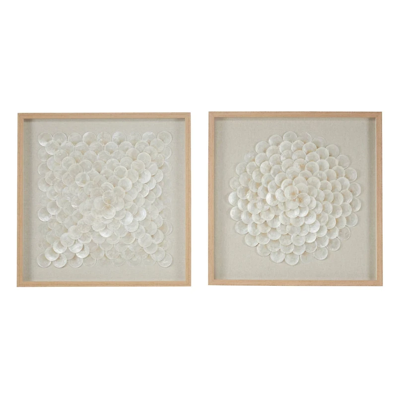 Set of 2 Brown Plastic Coastal Shadow Box, 20" x 20"