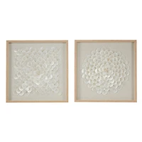 Set of 2 Brown Plastic Coastal Shadow Box, 20" x 20"