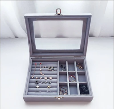 NEX™ 8" Gray Velvet Jewelry Organizer For Earring and Rings