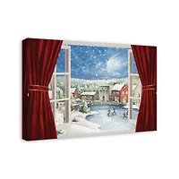 Christmas Window Scene Canvas Wall Art