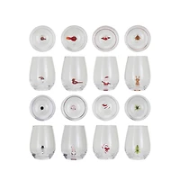 Hello Honey® 12oz. Stemless Wine Glass with Holiday Figure Set