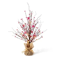 Glitzhome® 20" Lighted Valentine's Pink Berry Heart Table Tree