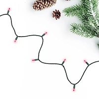 Set of 50 Pink Perm-O-Snap Mini Christmas Lights - 24.75 ft  Green Wire