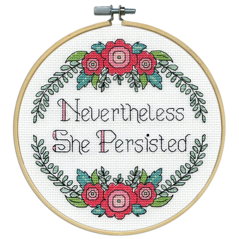 Design Works™ 8'' Round Nevertheless She Persisted Counted Cross Stitch Kit