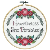 Design Works™ 8'' Round Nevertheless She Persisted Counted Cross Stitch Kit